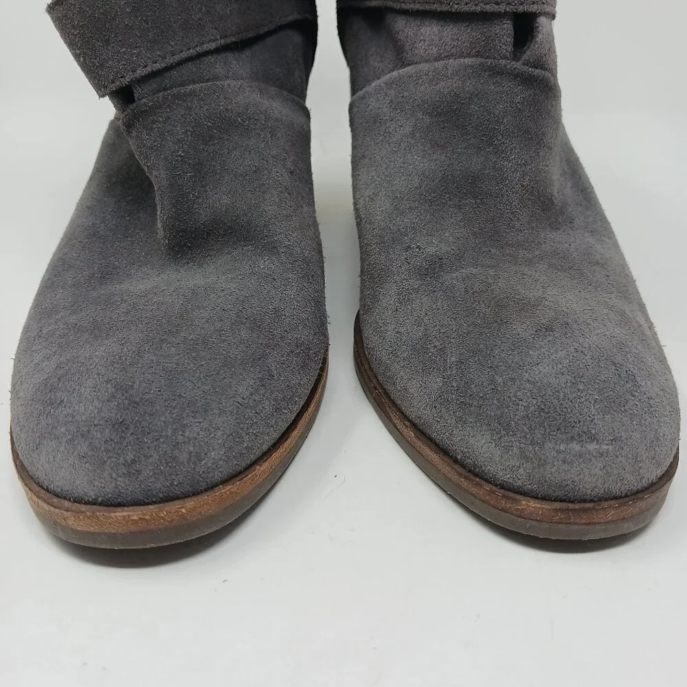 Isola LAVOY Gray Suede Heeled Ankle Boots With Buckle Strap Size 9.5M Leather